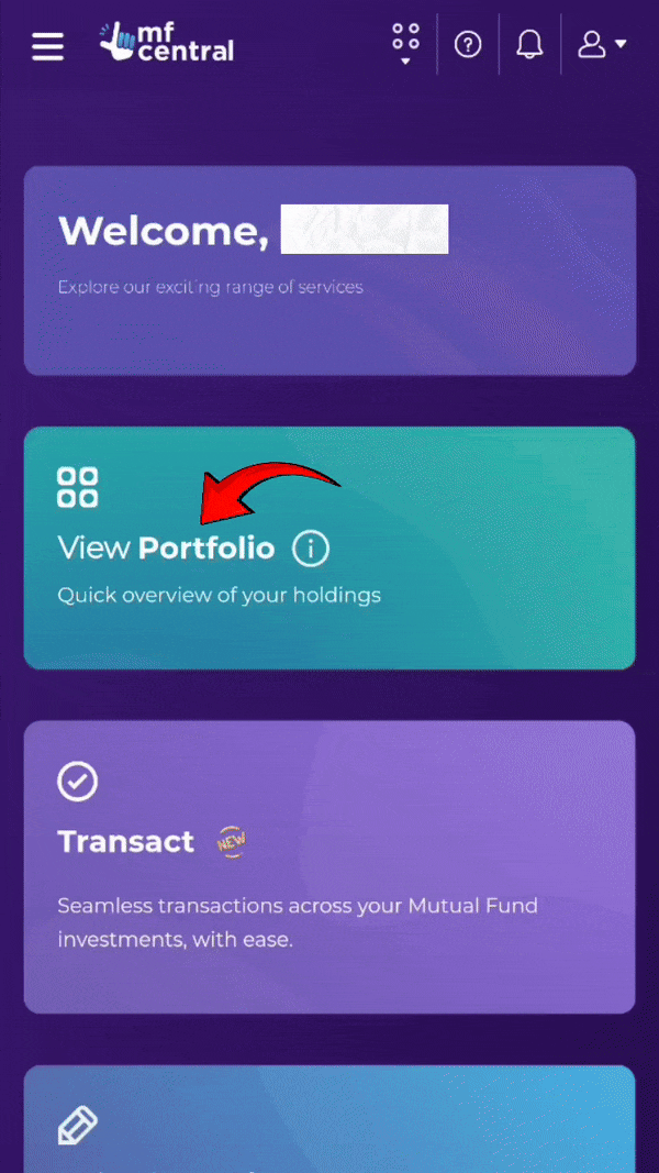 1000034196 Invest in existing fund on MF Central