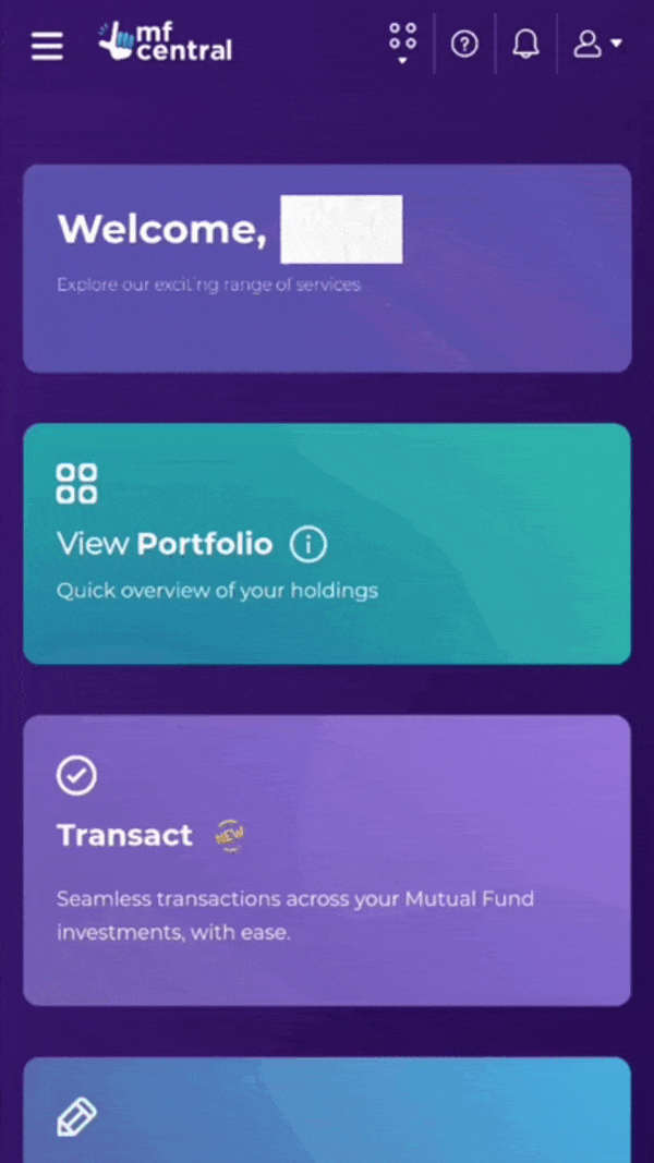 1000034202 Invest in non-existent funds on portfolio in MF Central