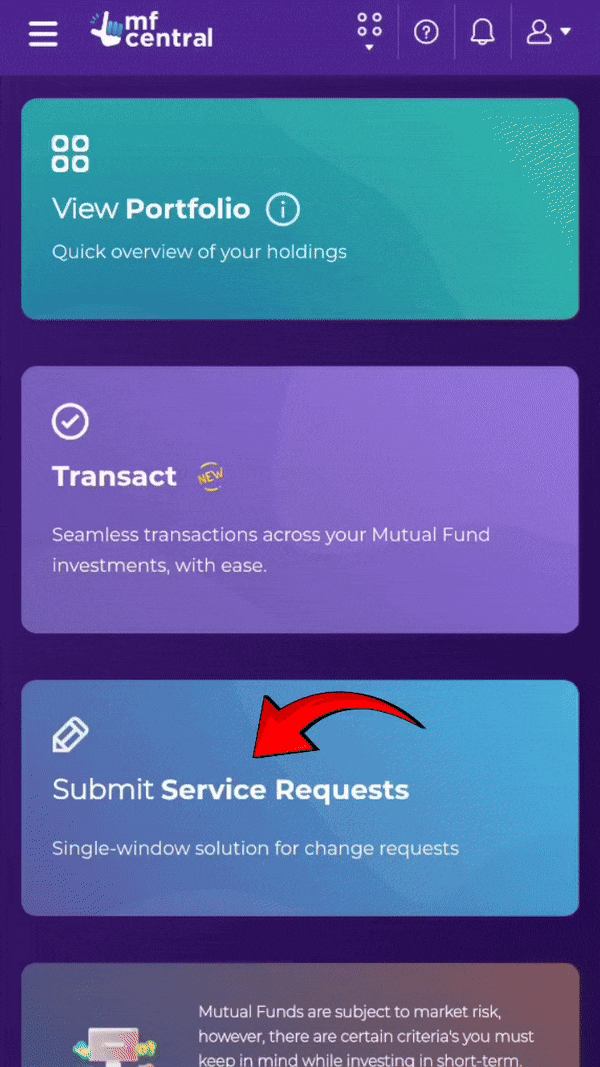 1000034210 Change Bank Account using MFCentral