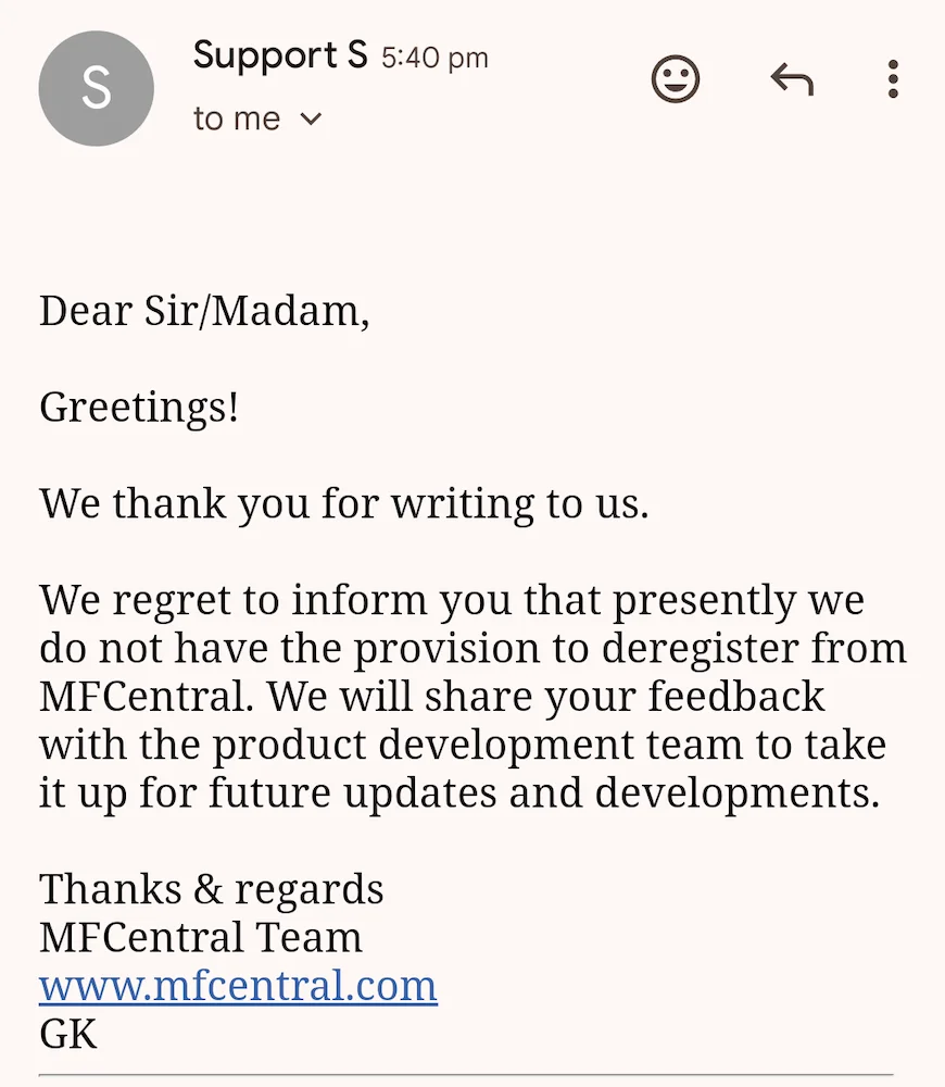 Screenshot 2024 11 08 19 02 12 879 com.google.android.gm MF Central email reply regarding account deletion